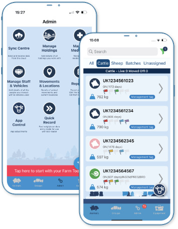 iLivestock apps running on mobile phones
